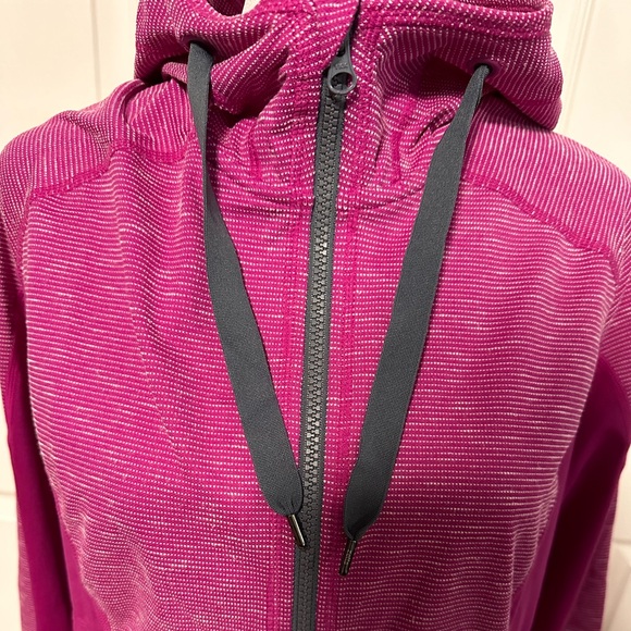 Zella Fuchsia/White Stripes Hooded Jacket *2 Way Zipper size M - Picture 7 of 9